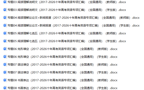 10年高考英语真题 12大专题汇编 学生版+教师解析版 助你找到答题感觉 快速答题 致胜高考