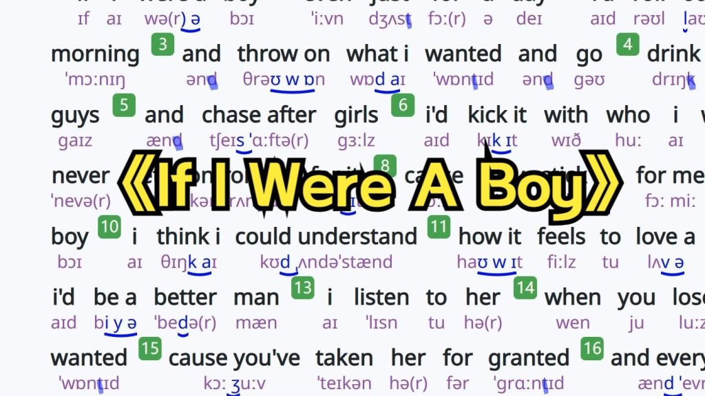 《If I Were a Boy》歌词及语法知识