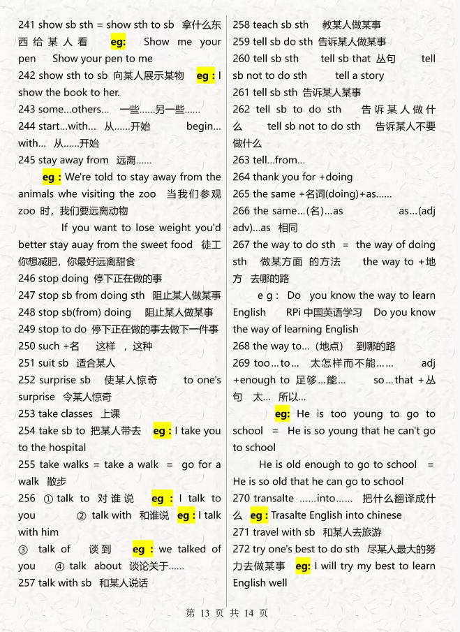 14页纸，吃透初中三年语法