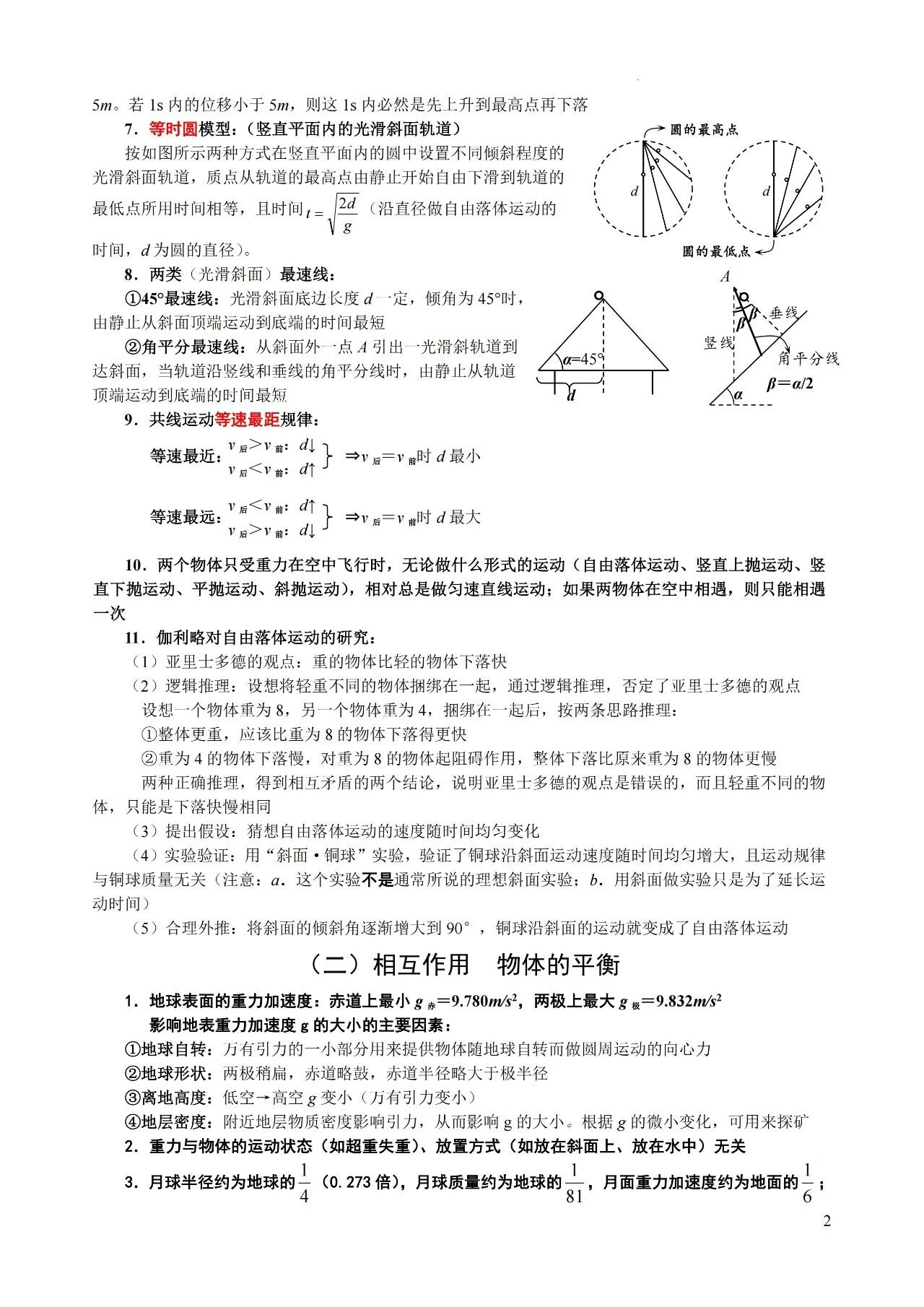 高中物理必背知识及二级结论大全