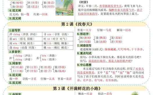 二年级下册语文【彩色一课一贴】  文末下载完整版